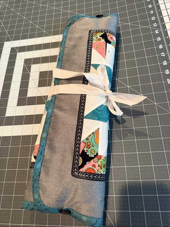 Handmade Other - Project Handmade Quilted Roll-Up Organizer - Teal Gray Patchwork